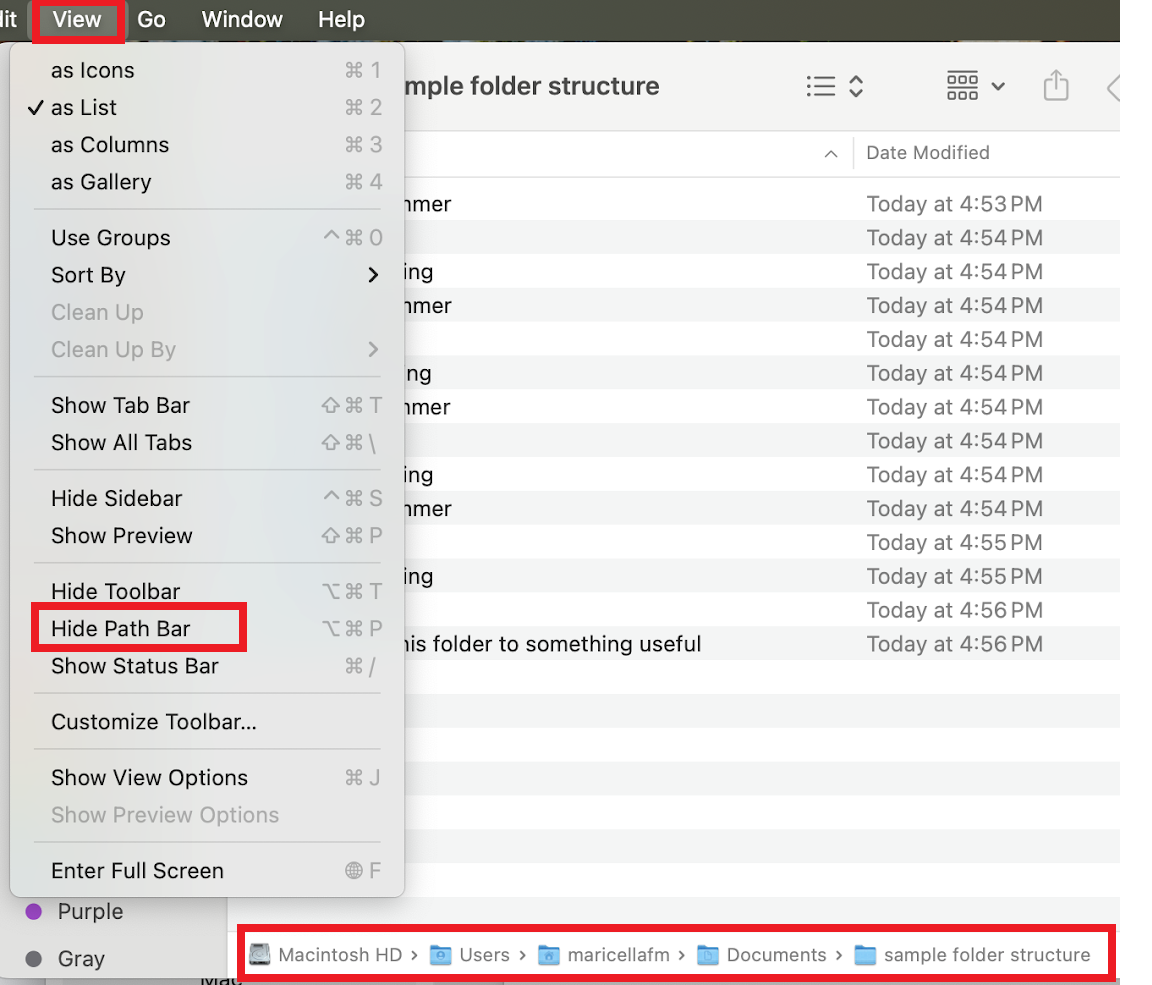 How to enable Mac path bar