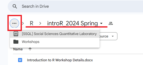 Google Drive's path bar, such as it is