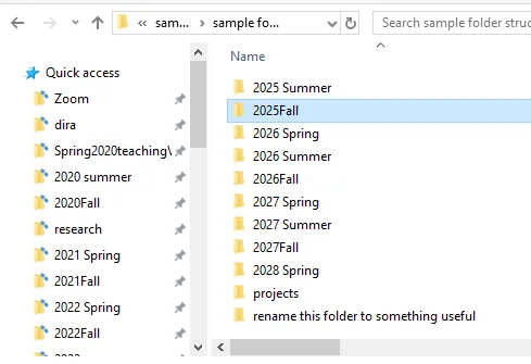 Sample folder structure