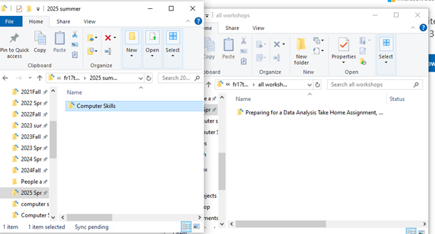 Quick access in File Explorer
